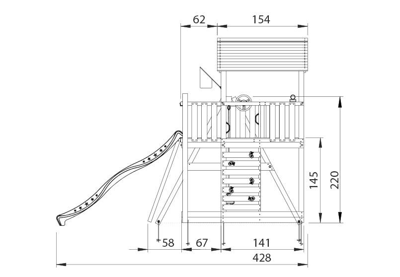 Legetårn Chalet 2.1, inkl. Swing modul, 120 kg sand, blå rutschebane